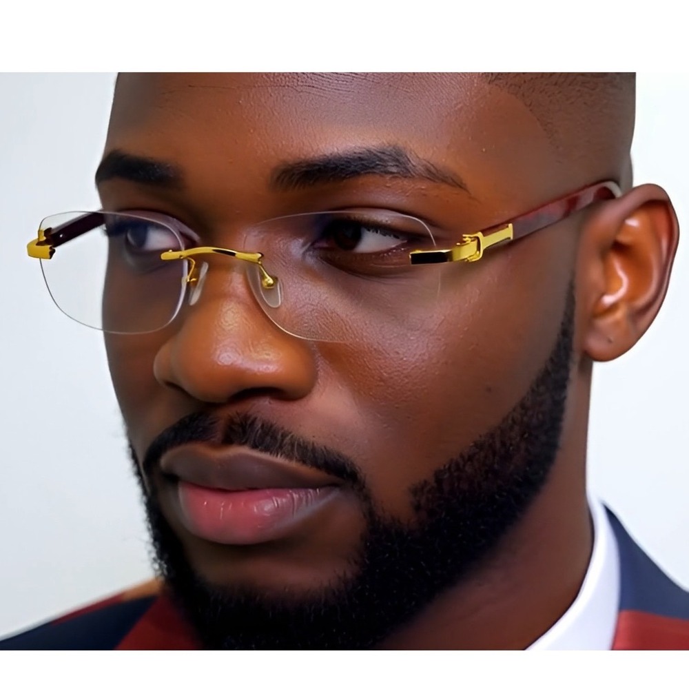 Mens CLASSY Style Wood Buff Retro 90s Hip Hop Rapper Gangster Clear Sunglasses‎